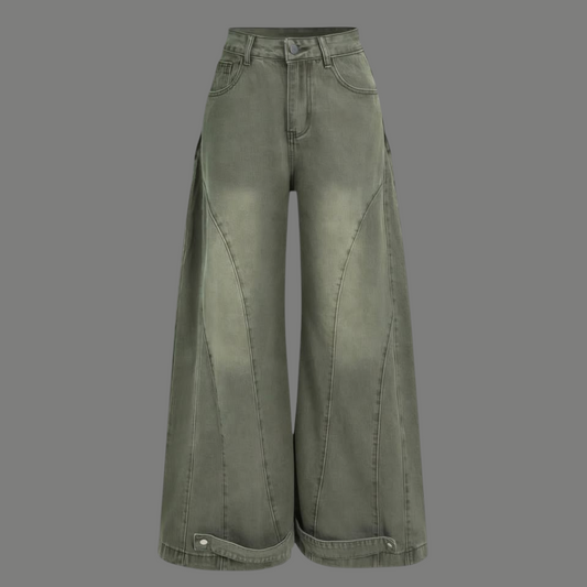 Relaxed Fit Paneled Flare Denim Pants