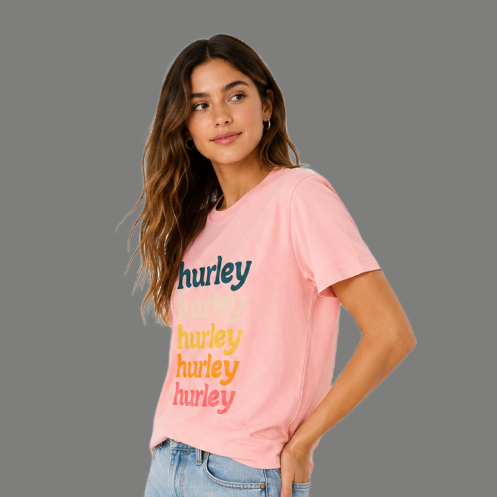 Classic Stacked Logo Typography Crewneck T Shirt