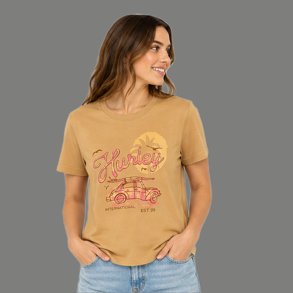 Coastal Summer Car Graphic Crewneck T Shirt