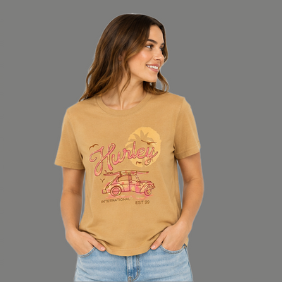 Coastal Summer Car Graphic Crewneck T Shirt