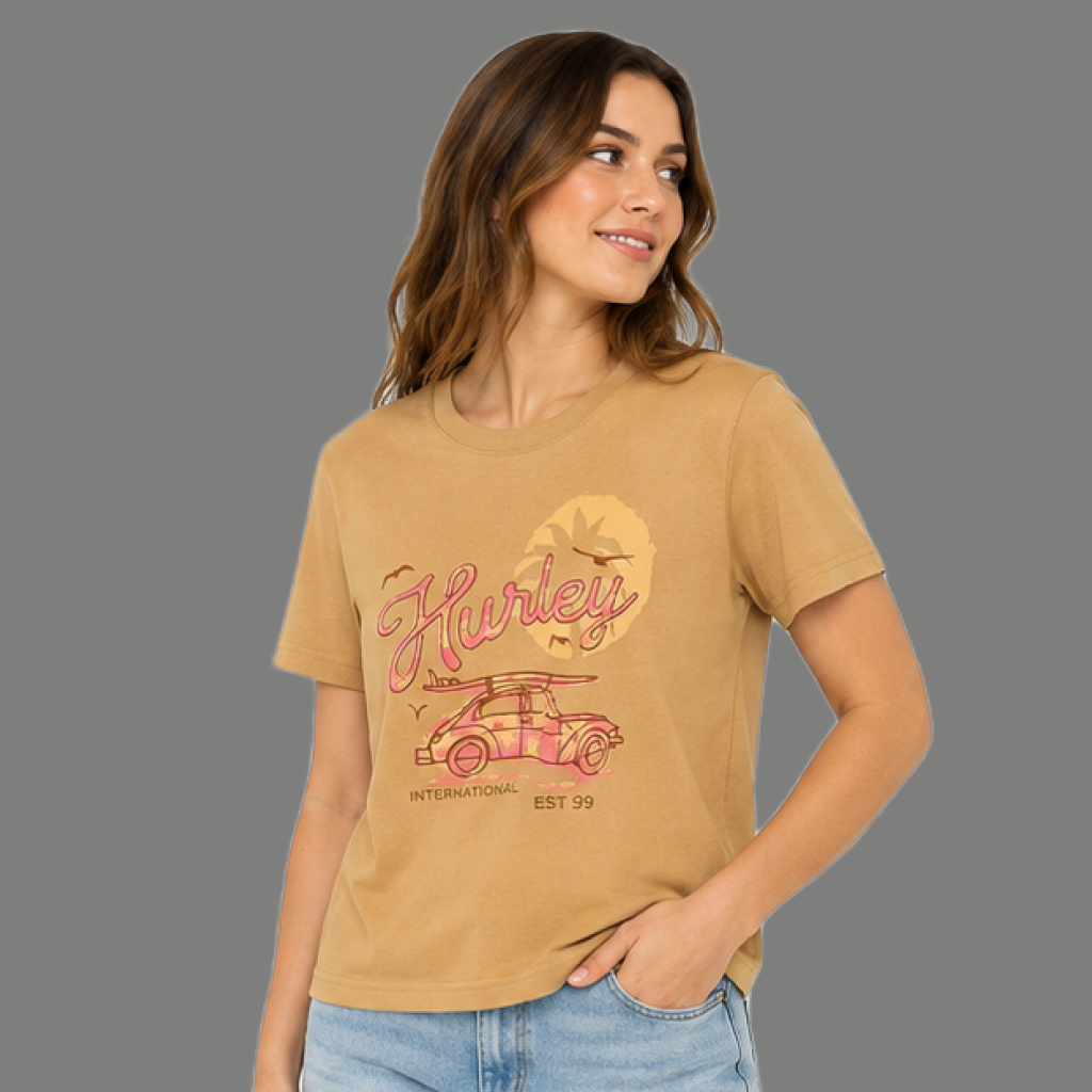 Coastal Summer Car Graphic Crewneck T Shirt