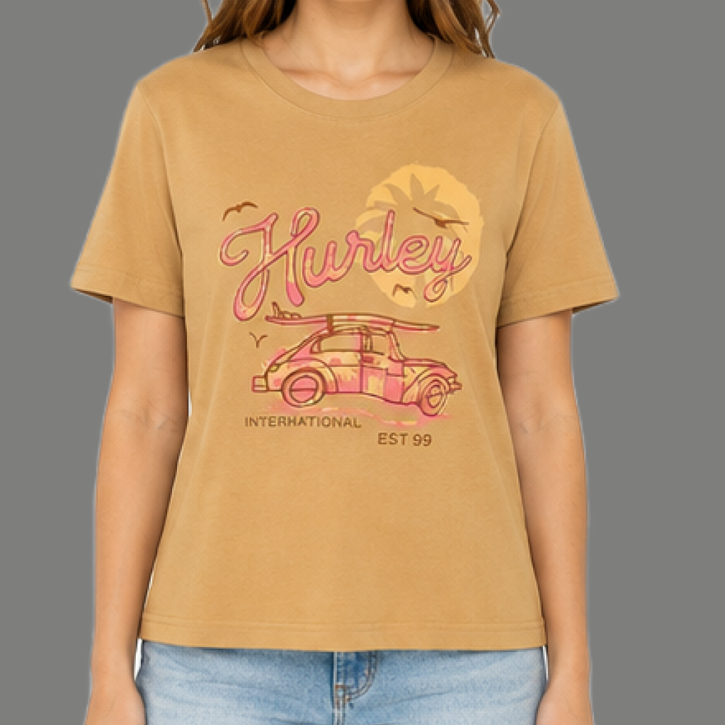 Coastal Summer Car Graphic Crewneck T Shirt