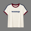 Vintage Graphic Font Striped Ringer Tee