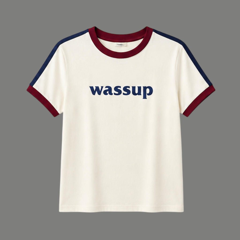 Vintage Graphic Font Striped Ringer Tee