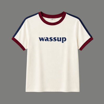 Vintage Graphic Font Striped Ringer Tee