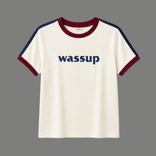 Vintage Graphic Font Striped Ringer Tee