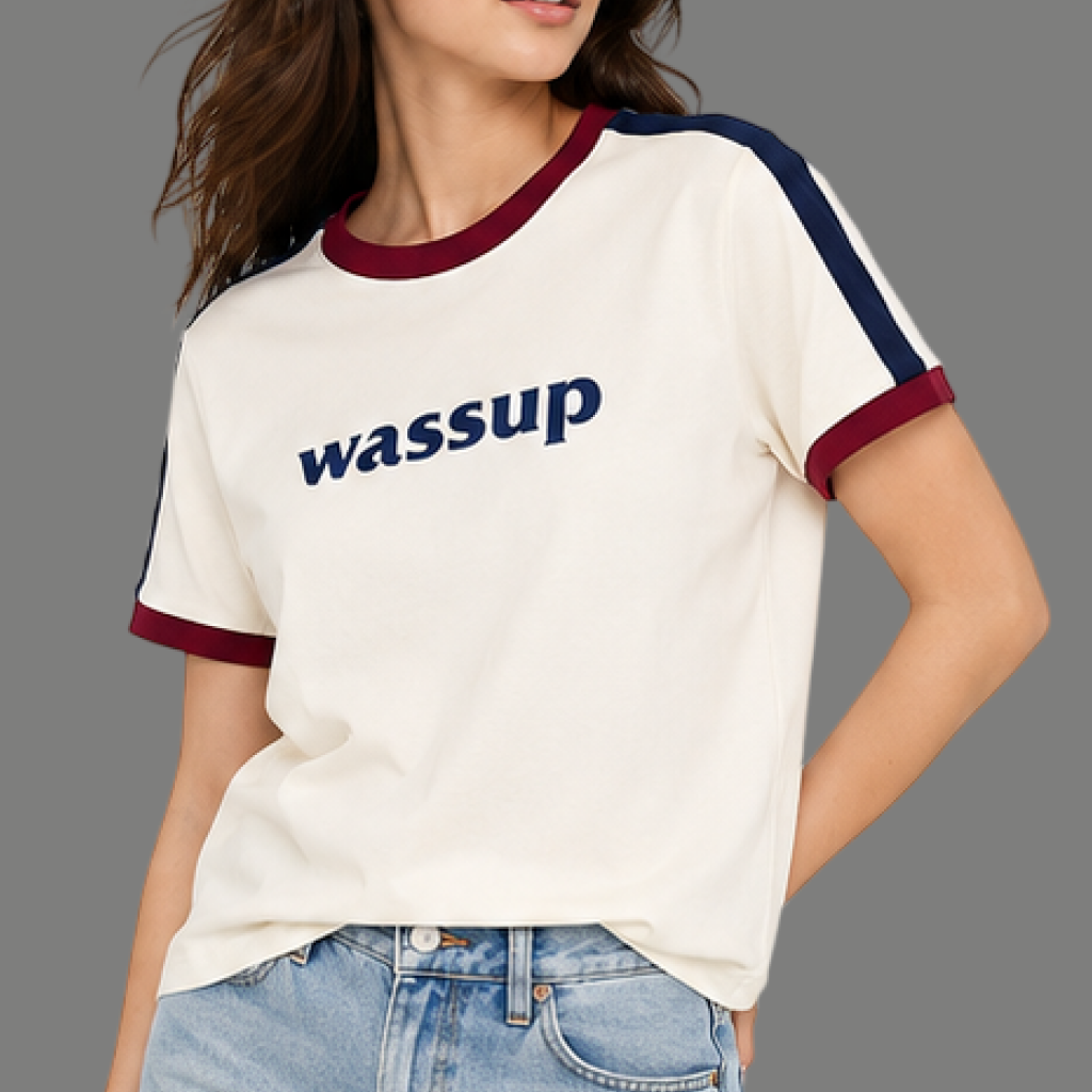 Vintage Graphic Font Striped Ringer Tee