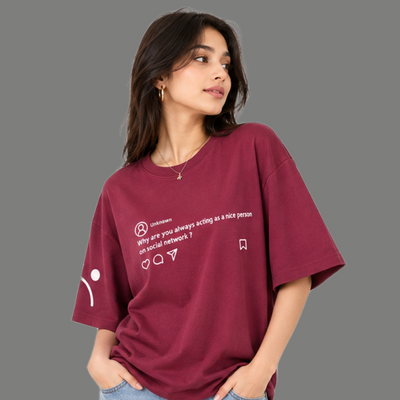 Digital Interface Text Graphic Oversized T Shirt