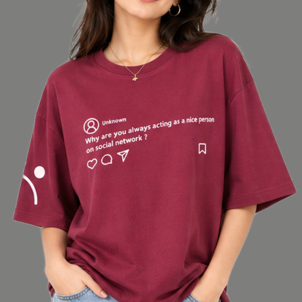 Digital Interface Text Graphic Oversized T Shirt