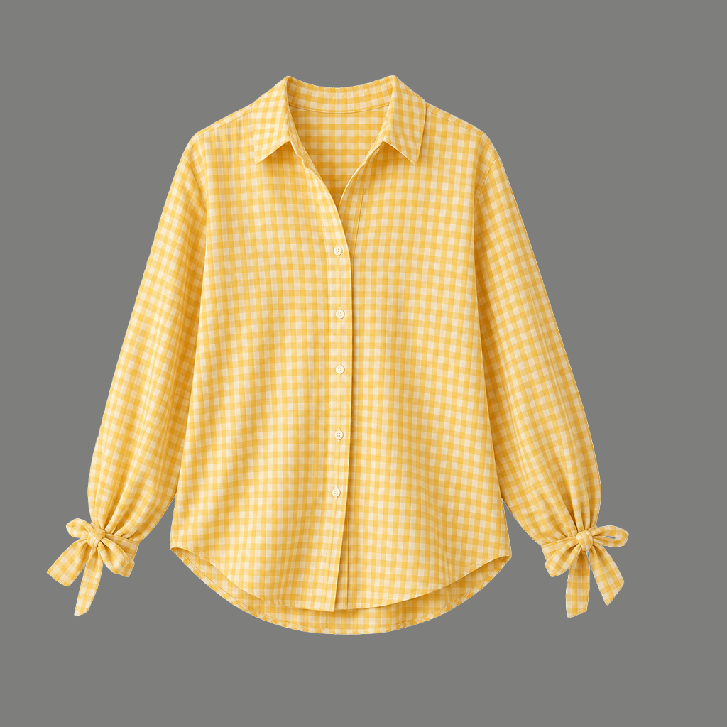 Vintage Plaid Gingham Long Sleeve Button Shirt