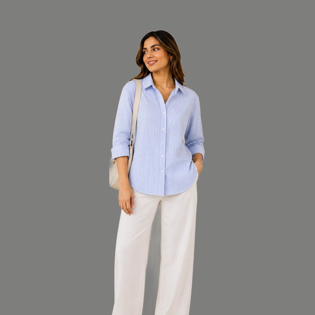 Regular Fit Vertical Striped Button Down Shirt