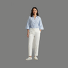 Tailored Vertical Striped Wide Cuff Button Top
