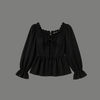 Sweetheart Neck Ruffled Peplum Long Sleeve Top