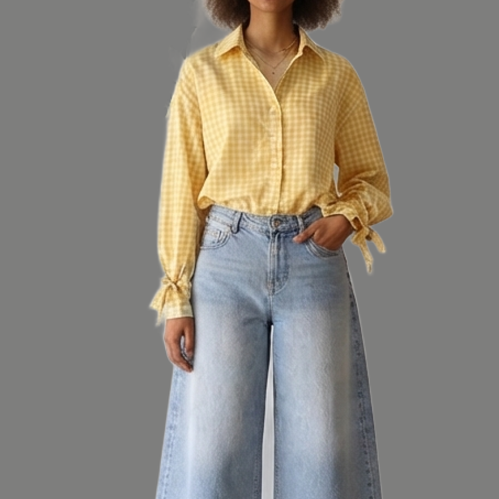 Vintage Plaid Gingham Long Sleeve Button Shirt