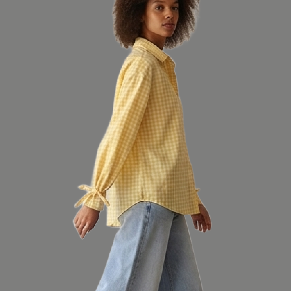 Vintage Plaid Gingham Long Sleeve Button Shirt