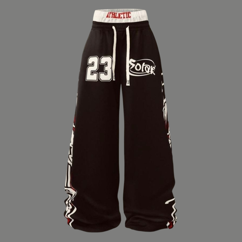 High Waist Graphic Print Wide Leg Sweatpants