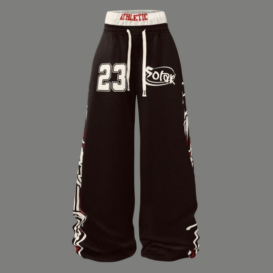 High Waist Graphic Print Wide Leg Sweatpants