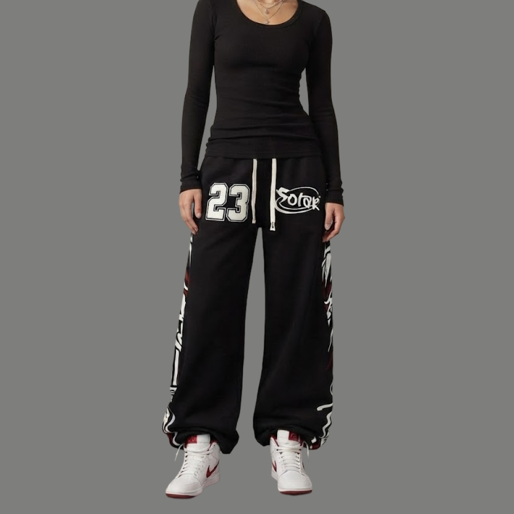 High Waist Graphic Print Wide Leg Sweatpants