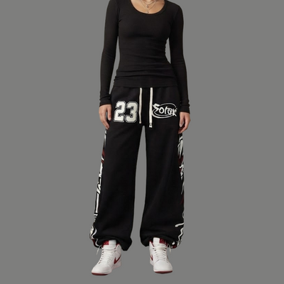 High Waist Graphic Print Wide Leg Sweatpants