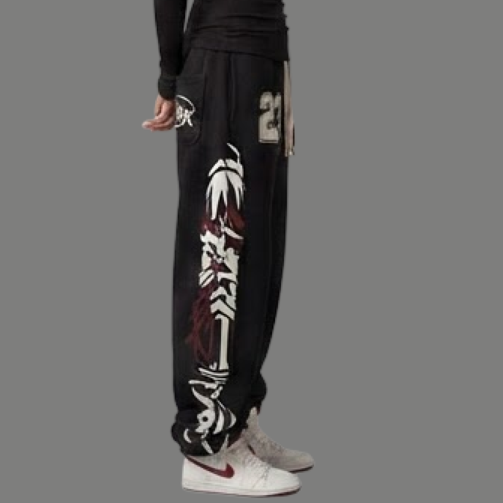 High Waist Graphic Print Wide Leg Sweatpants