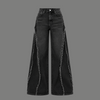 Fringe Seam Flare Jeans – Black Wash