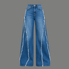 Frayed-Seam Wide Leg Jeans – Mid Blue