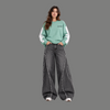 Frayed-Seam Barrel Jeans – Washed Grey