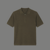 Oversized Textured Quarter Zip Polo Shirt