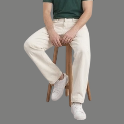 Aged Cream  Straight Pants