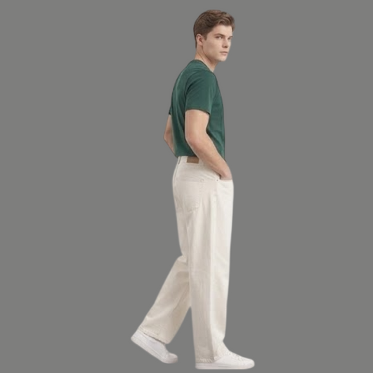 Aged Cream  Straight Pants