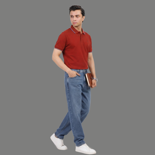Urban Contrast Trim Button Polo Top