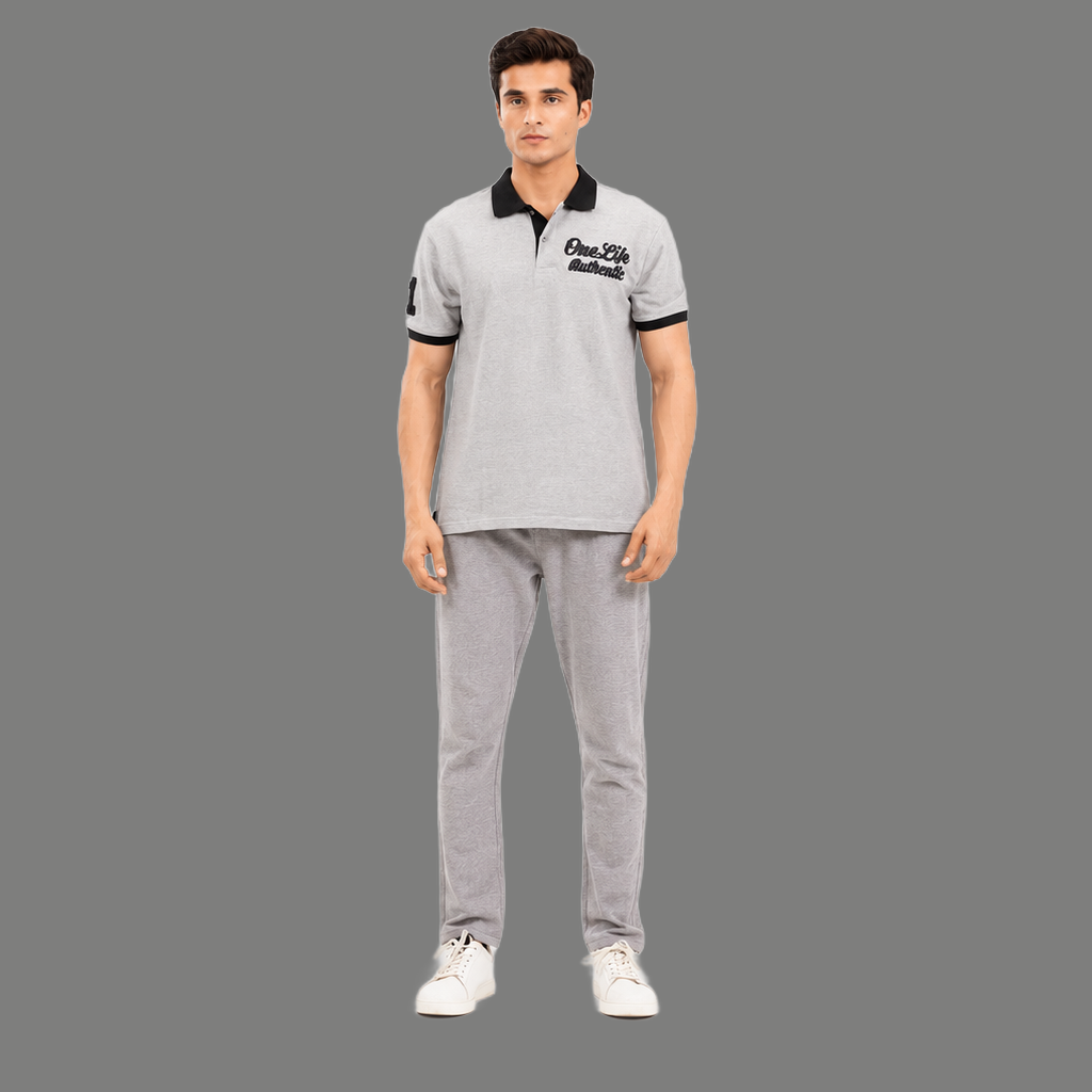 Urban Contrast Collar Embroidered Polo Top