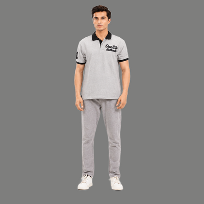 Urban Contrast Collar Embroidered Polo Top