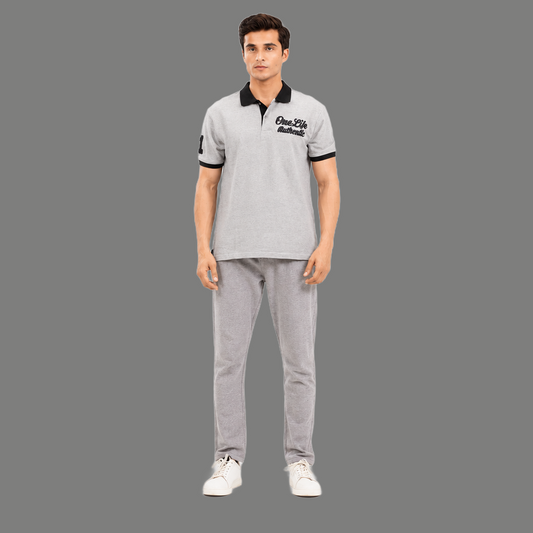 Urban Contrast Collar Embroidered Polo Top