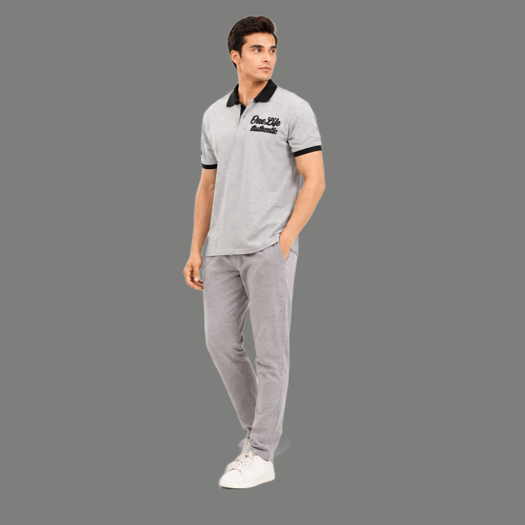 Urban Contrast Collar Embroidered Polo Top