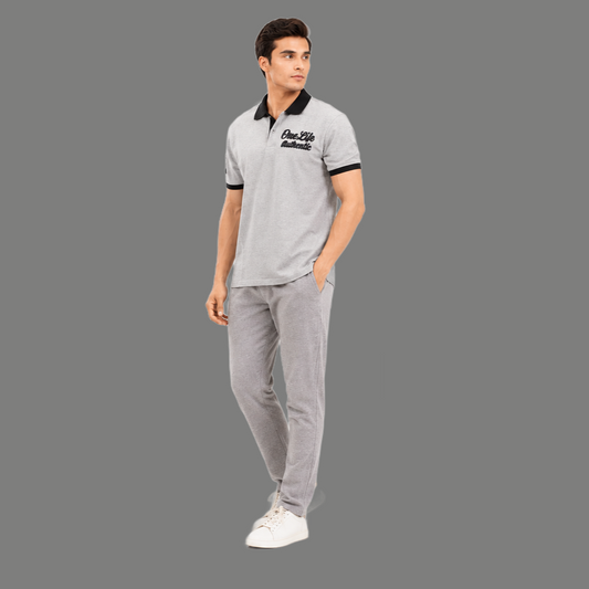 Urban Contrast Collar Embroidered Polo Top