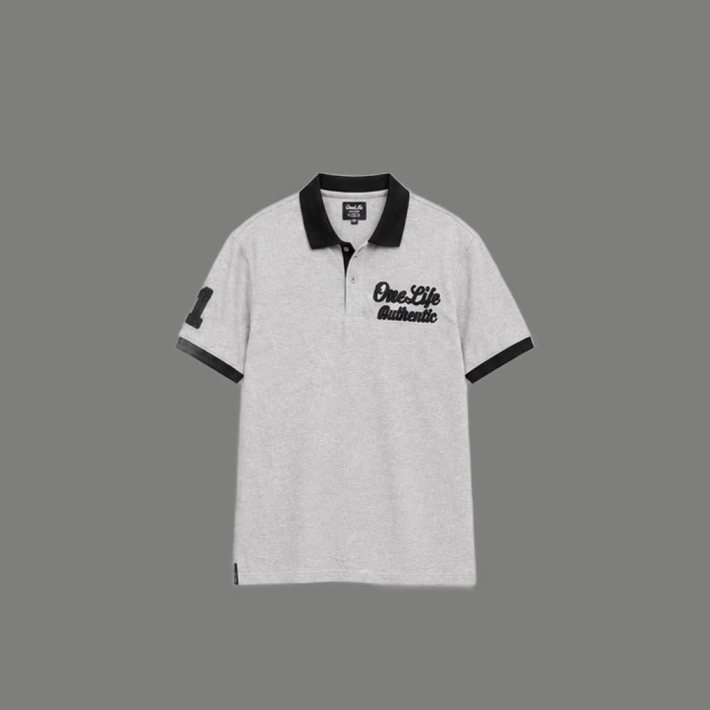 Urban Contrast Collar Embroidered Polo Top
