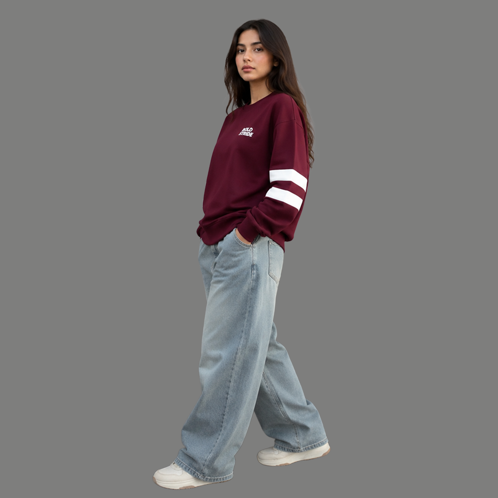 Burgundy Drift Sweatshirt - Boldstride - styled pose