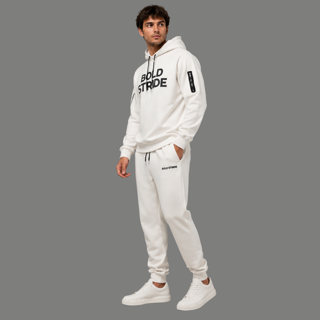 Glacier Ivory Hoodie - Boldstride - styled pose