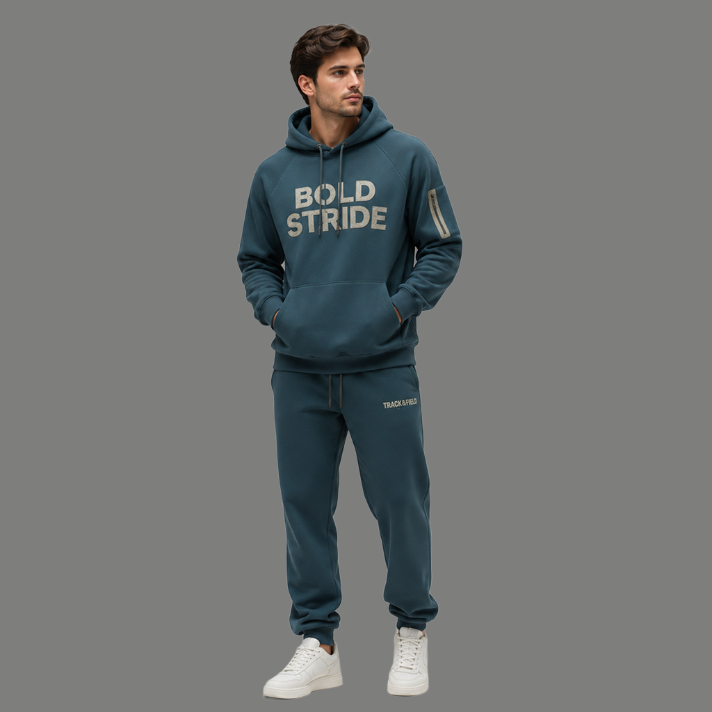 Trackline Teal Hoodie - Boldstride - straight-on view