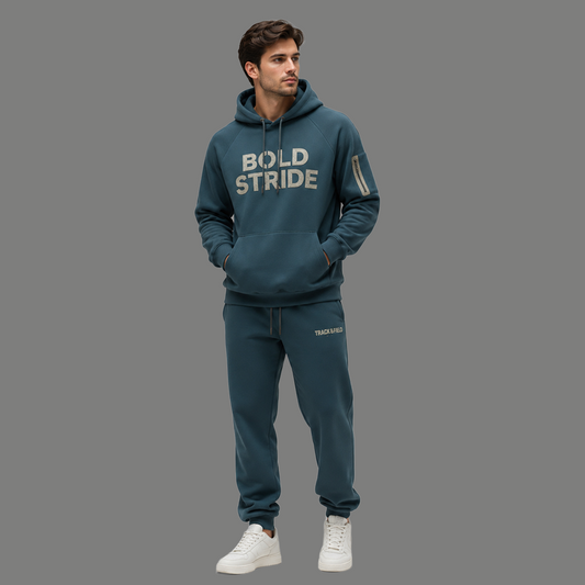 Trackline Teal Hoodie - Boldstride - straight-on view