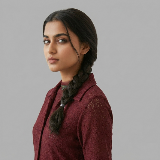 Lace Texture Sleeve Shirt