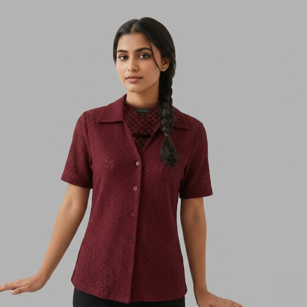 Lace Texture Sleeve Shirt