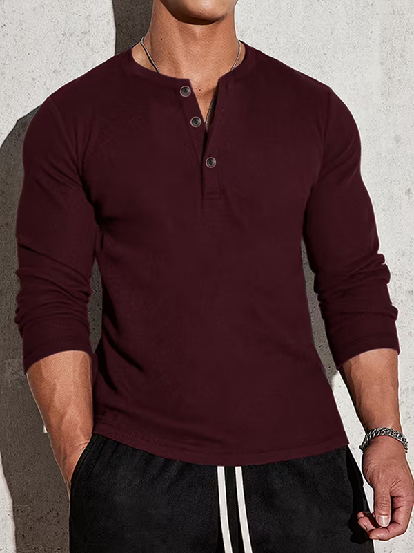 Men’s Linear Stripe Knitted Henley