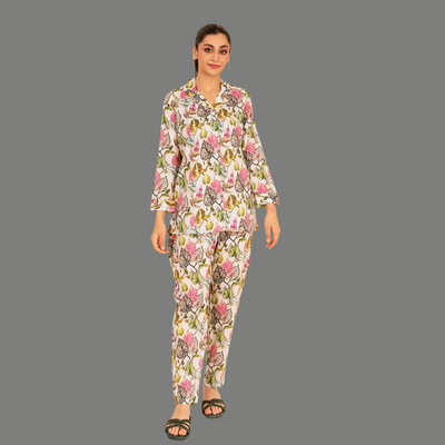 Multi Floral Co-Ord Set With Short Shirt