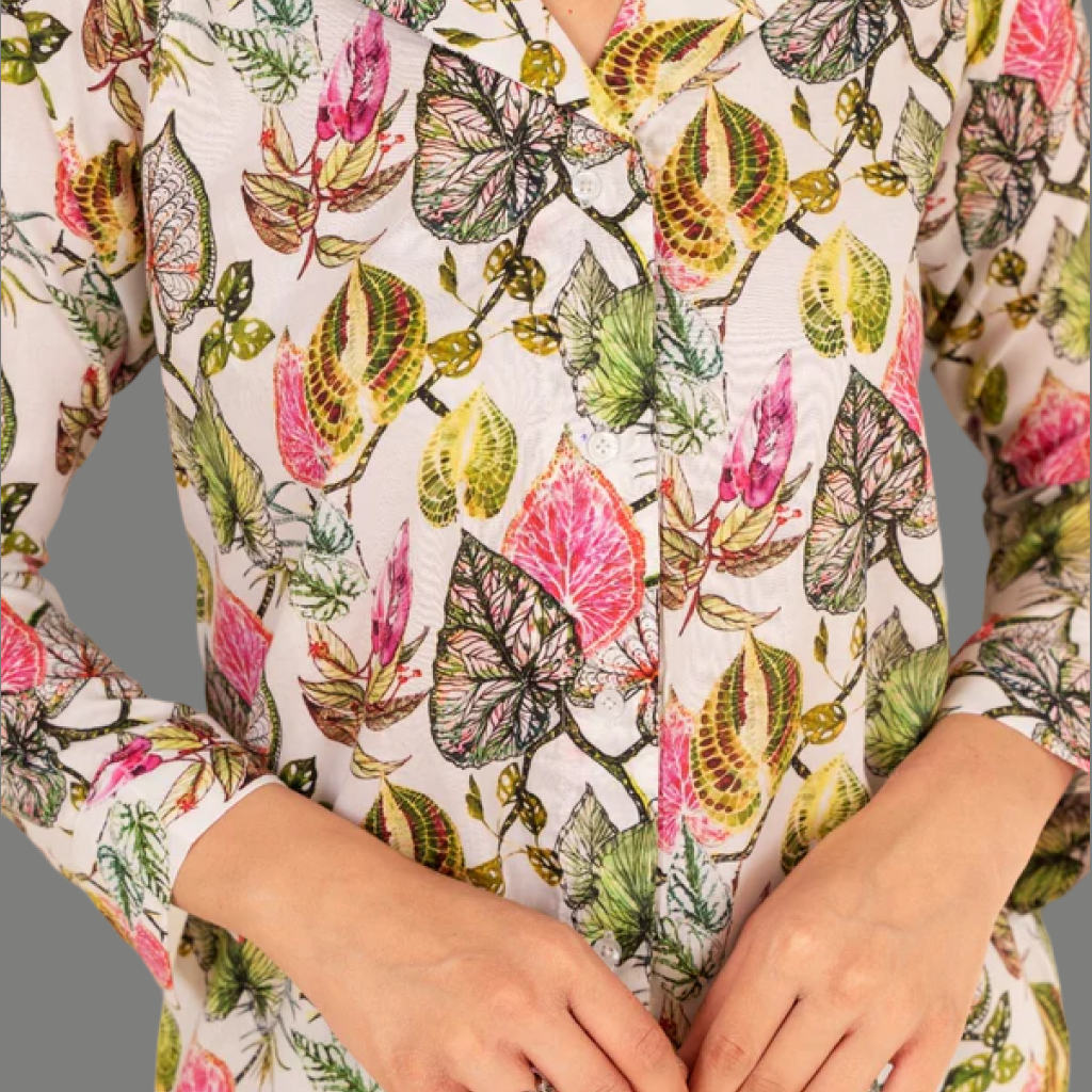 Multi Floral Co-Ord Set With Short Shirt