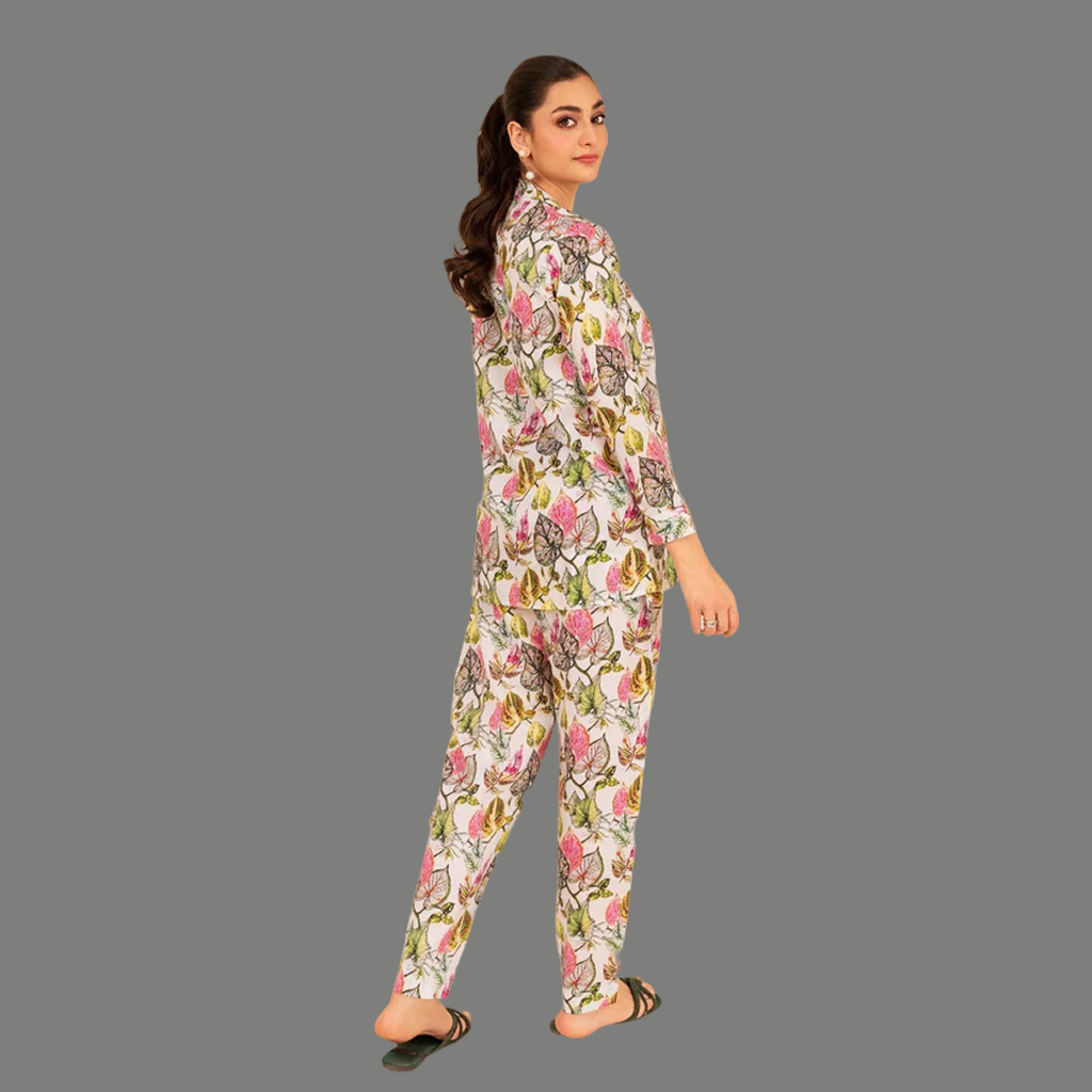 Multi Floral Co-Ord Set With Short Shirt