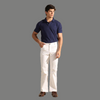 Navy Blue Waffle Knit Polo Shirt with Johnny Collar
