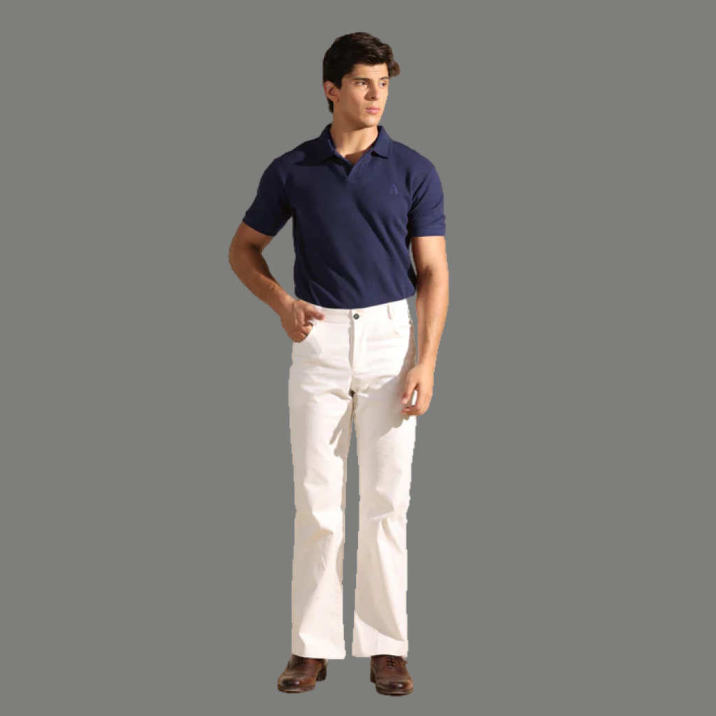Navy Blue Waffle Knit Polo Shirt with Johnny Collar