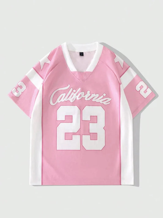 Modern Fitted Athletic Number Print Top